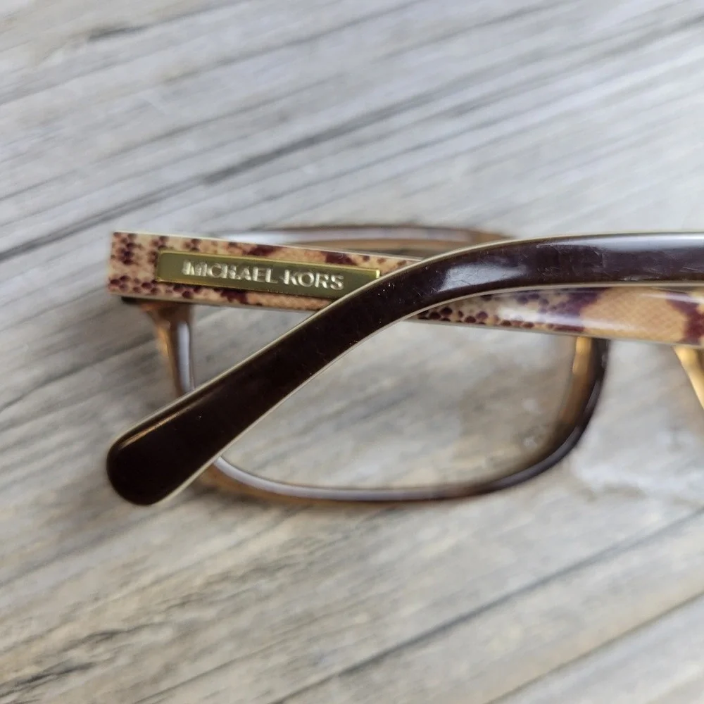 Michael Kors Eyeglasses MK 8006 Medellin 3011 Brown Snakeskin Frames Only 52mm